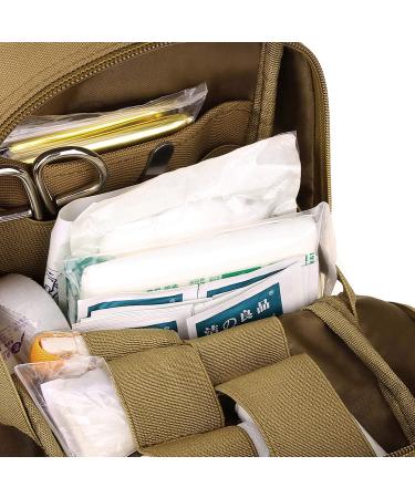 HuntVP Tactical Empty First Aid Bag | Military Waterproof Molle Pouch with Red Cross Patch | Ideal for Camping & Outdoor Emergencies - Brown - Buy Online on GoSupps.com