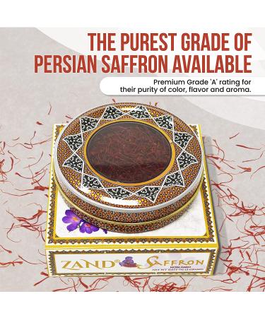Premium Grade A Zand Persian Saffron Threads - 2g in Decorative Airtight Tin | Ideal for Cooking Basmati Rice, Paella, Risotto & More - Buy Online on GoSupps.com