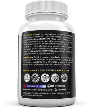 Carb Stopper Extreme - Maximum Strength Carb & Starch Neutralizer | 5 Bottles - Keto Diet Cheat Supplement with White Kidney Bean Extract - Buy Online on GoSupps.com