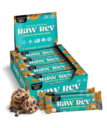 Raw Rev Glo Protein Bar Chocolate Chip Cookie Dough 1.6 Ounce (Pack of 12)
