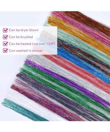 Huiguli 14 Colors 4200 Strands Hair Tinsel 35.5 Inches Hair Glitter Strands Shiny Colorful Straight Hair Extensions for Women Girls Party Cosplay Rainbow Hair Tinsel Kit (No Tools) 14 Colours - Buy Online on GoSupps.com