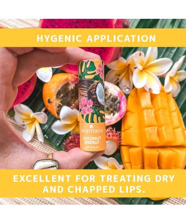 Orientana Coconut Energy Lip Balm - 98% Natural Vegan Care with Shea Butter & Vitamin E | Organic Moisturizer for Dry Lips - 4.2g - Buy Online on GoSupps.com