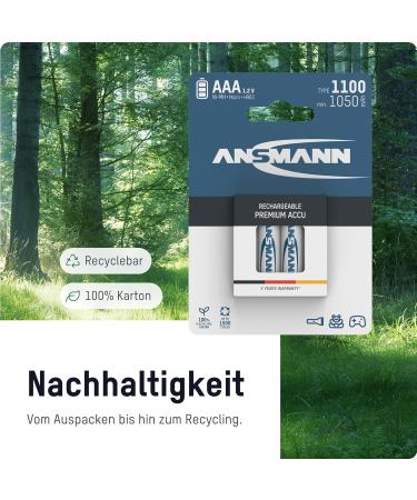 Ansmann AAA Rechargeable NiMH Batteries 1100mAh - High-Capacity & High-Rate - 8-Pack (2 Packs) for Flashlights & Electronics - International Shipping Available - Buy Online on GoSupps.com
