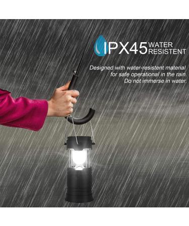 2 Pack Solar LED Camping Lanterns - Collapsible Rechargeable Flashlights for Emergency, Hurricane, Power Outages - Portable Survival Light for Hiking, Fishing - Black - Buy Online on GoSupps.com