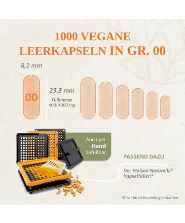 Maison Naturelle Vegan Leafing Pataps - HPMC Empty Capsules (1000 pcs) for Capsule Filling - Ideal for Capsule Filler & Transparent Use - Buy Online on GoSupps.com