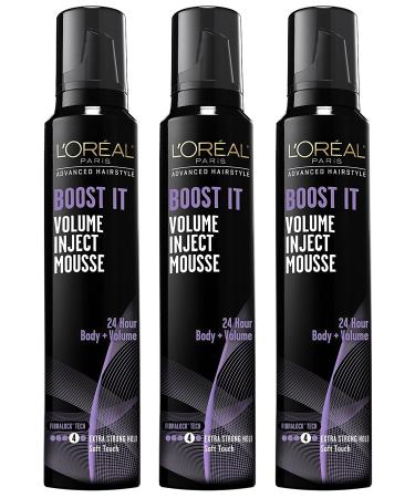 L'Oreal Paris Advanced Hairstyle - Boost It - Volume Inject Mousse - Extra Strong Hold (4) - Net Wt. 8.3 OZ (235 g) Per Can - Pack of 3 Cans