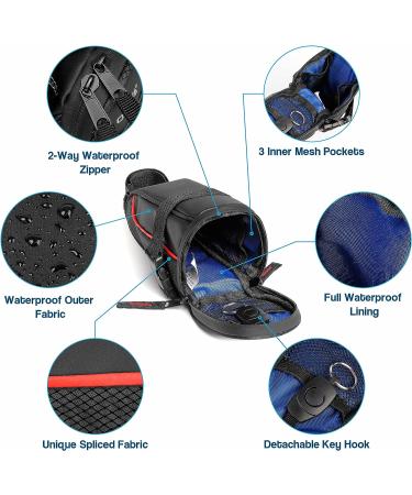 OBOVA Waterproof Bike Seat Bag 1.1L | Red Bicycle Saddle Bag with Sturdy Clip-On Strap | Tool Storage Pack for Road Mountain MTB | Black - Buy Online on GoSupps.com