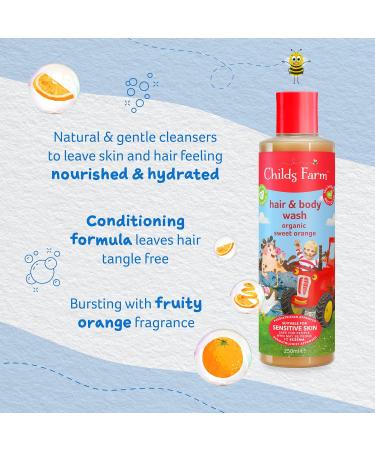 Childs Farm Kids Hair & Body Wash 250ml | Organic Sweet Orange | Gentle Cleansing for Dry, Sensitive & Eczema-Prone Skin - Buy Online on GoSupps.com