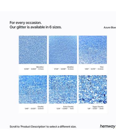 Hemway Ultra Sparkle Glitter Azure Blue 100g - Multi-Purpose Epoxy Resin for Arts, Crafts, Body, Face, Nails, Weddings - Cosmetic Grade, Premium Quality - Buy Online on GoSupps.com