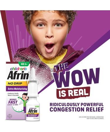 Afrin Childrens, Extra Moisturizing Stuffy Kids Nasal Spray Pump Mist, Up to 12 Hour Nasal Congestion Relief for Cold or Allergy Symptoms, for Children Ages 6 & Up, 15 mL (Pack of 2) Purple 0.5 Fl Oz (Pack of 2) - Buy Online on GoSupps.com