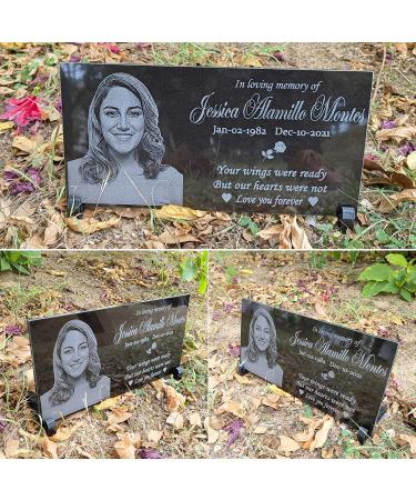 Personalized Black Granite Memorial Stone | 12x6 inches | Remembrance Gift for Loss of Loved One or Pet - Buy Online on GoSupps.com
