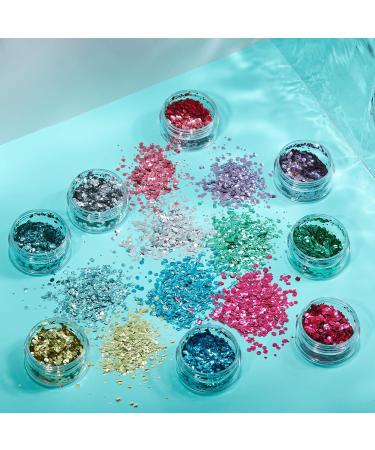 Biodegradable Eco-Glitter Set | 100% Organic Cosmetic Glitter for Face Body Nails & Hair - Moon Glitter (6x3g + Fixation Gel) - Buy Online on GoSupps.com