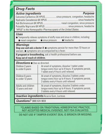 Hyland's Naturals Kids Stuffy Nose and Sinus Tablets Cold and Allergy Medicine for Children Ages 2 and up Headache Relief and Nasal Decongestant Quick Dissolving Tablets 50 Count (Pack of 2) - Buy Online on GoSupps.com