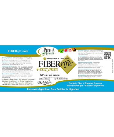 Fiberrific +Enzymes 250g (60 servings) Vegan Digestive Supplement - Mixes clear NO taste NO texture NEVER Thickens. - Buy Online on GoSupps.com