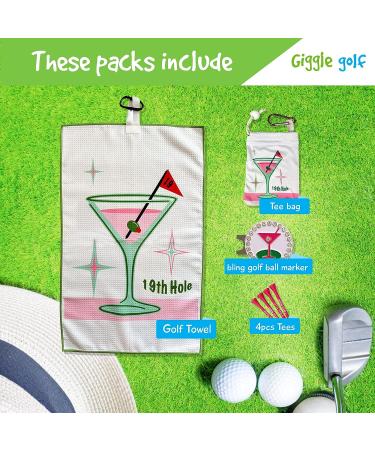 Giggle Golf Par 3 Kit: Golf Towel, Tee Bag with Tees, Bling Ball Marker - Women's Golf Accessories Gift Set - Buy Online on GoSupps.com