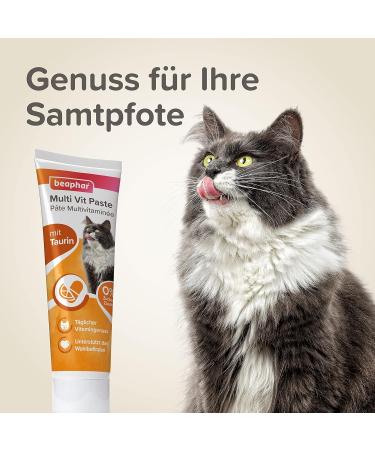 Beaphar Multi Vit Paste for Cats - Taurine Biotin Omega 3 & 6 - 0% Sugar Additive - Daily Vitamin Nut for Well-Being - 100g - Buy Online on GoSupps.com