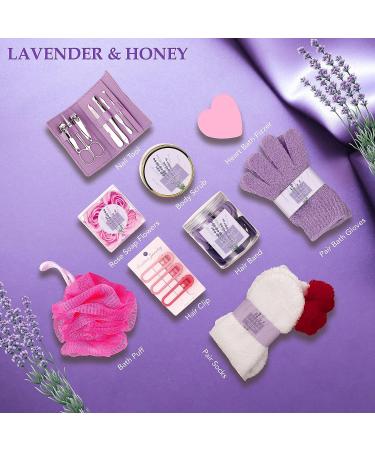 26Pcs Large Spa Basket: Unique Gifts for Women, Mother's Day & Birthday Gift Basket with Lavender & Honey - Luxurious Relaxing Home Spa Kit for Ladies - Buy Online on GoSupps.com
