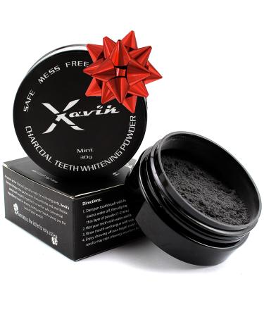 Xavik Activated Charcoal Teeth Whitening Powder - Ultrafine active carbon made from Organic Coconut Shell and Natural Teeth Whitener with Fresh Mint Flavor. Toothpaste Feel - Mess Free Non Abrasive Single