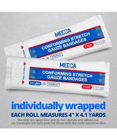 Sterile Medical Grade Gauze Bandage Rolls - 4 Yards per Roll - 4 Inch - 24 Count - Pack of 1 - MEDca - Buy Online on GoSupps.com