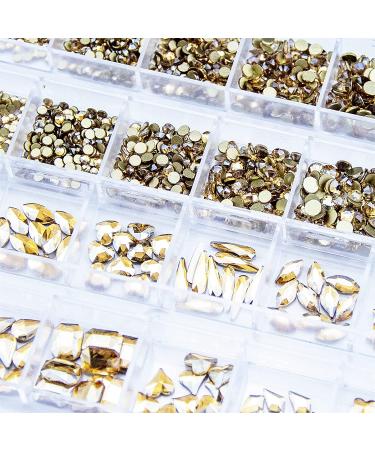 2120Pcs Champagne Gold Crystal Nail Rhinestones | Flatback Glass Gems for DIY Crafts | Nail & Jewelry Decorations - Buy Online on GoSupps.com