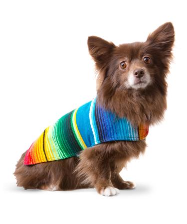 Dog Clothes - Handmade Dog Poncho from Authentic Mexican Blanket by Baja Ponchos (Blue, Small) Blue Small