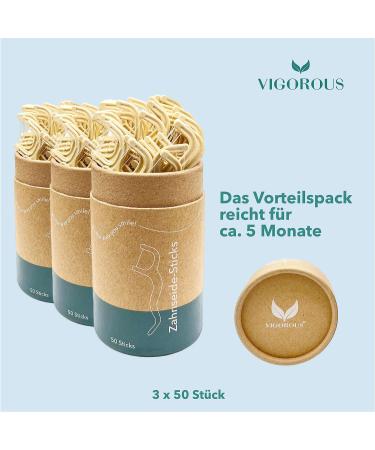 Vigorous 150 Pieces - Sustainable Vegan Dental Floss Sticks for Adults & Children | Uncharged Tooth Picks for Optimal Dental Hygiene - Buy Online on GoSupps.com