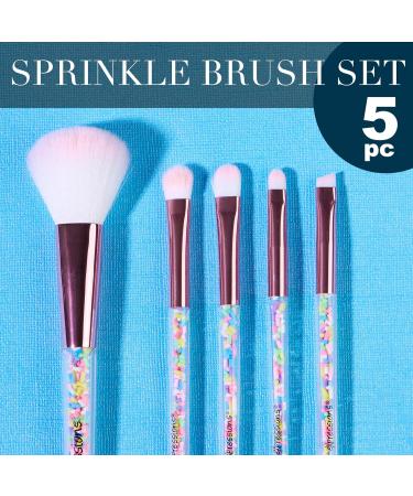 Expressions 5pc Sprinkle Confetti Makeup Brush Set - Pink Rainbow Handles Dense Bristles | Premium Makeup Brushes for Perfect Application - Buy Online on GoSupps.com