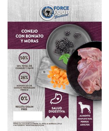 FORCEFOOD Gourmet Grain Free Food for Adult Dogs Rabbit with Sweet Potato and Blackberries (6 kg) - Buy Online on GoSupps.com