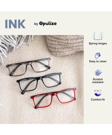 Buy OPULIZE Ink Reading Glasses 2 Pack - Rectangular Frame Scratch Resistant Unisex +2.50 Magnification - International Shipping Available - Buy Online on GoSupps.com