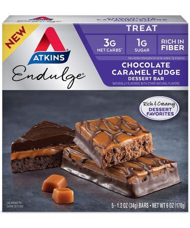 Atkins Endulge Treat Dessert Bar Chocolate Caramel, Fudge, 5 Count