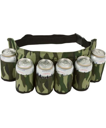 EZ DRINKER Beer & Soda Can Holster Belt 6 Pack Camouflage