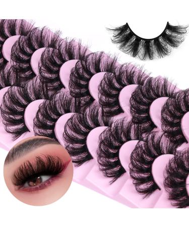 Mink Lashes Fluffy False Eyelashes Wispy D Curl Lashes that Look Like Extension Dramatic 8D Volume 20MM Strip Curly Eye Lashes Pack By GVEFETIEE A- Fluffy