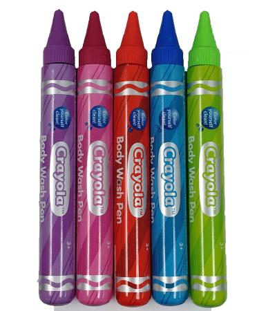 Crayola Crayon Kids Body Wash Pen Tubes Fun Colored and Scented Set of 5
