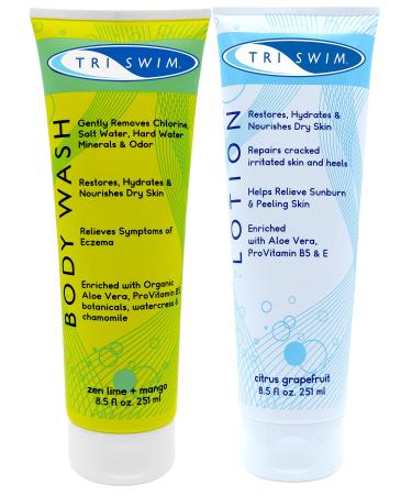 TRISWIM Chlorine Out Body Wash & Lotion Gift Set Citrus 8.5 Fl Oz (Pack of 2)