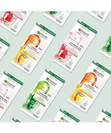 Garnier Ampoule Sheet Masks Set Of 3 - 1% Vitamin Cg + Pineapple To Brighten Skin 1% Hyaluronic Acid + Watermelon To Replump Skin 2% Niacinamide + Kale To Rebalance Oily Skin Fast Action 5 mins. - Buy Online on GoSupps.com