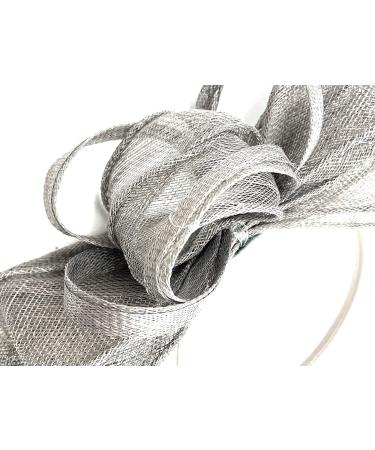 Ladies Large Feather Aliceband/Clip Fascinator for Weddings Races Royal Ascot Hair Piece Silver - Buy Online on GoSupps.com