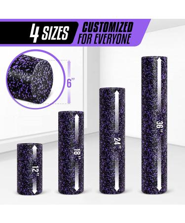 YES4All High-Density Foam Roller - 30/45/60/90 cm for Muscle Relief Yoga & Self-Massage - Purple Speckled - Buy Online on GoSupps.com