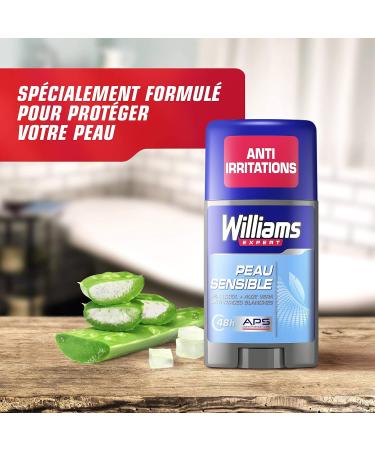 Williams Men's Deodorant Stick Sensitive Skin Alcohol Free Aloe Vera 48h Protection Dermatologically Tested 75ml - Buy Online on GoSupps.com