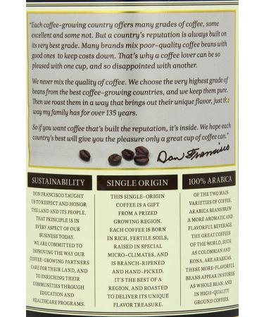 Don Francisco's Colombia Supremo Medium Roast Ground Coffee 12 oz Can - 100% Colombia Supremo - 12 Ounce - Buy Online on GoSupps.com