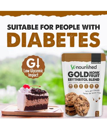 Monk Fruit Erythritol Sweetener 1lb - Brown Sugar Alternative for Low Carb Dieters & Diabetics - Non-GMO, No Calorie Substitute - Buy Online on GoSupps.com