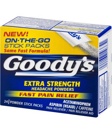 Goody's Extra Strength Powders | Fast Pain Relief | Aspirin & Caffeine | 24 Count | 2 Pack - Buy Online on GoSupps.com