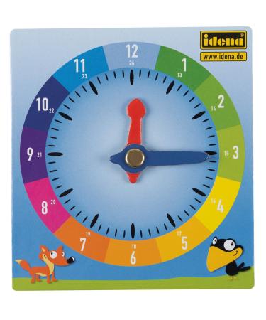 Identa 260049- cardboard learning watch in the 24 h format with movable minutes and hours approx. 10 x 10.5 cm for learning the time