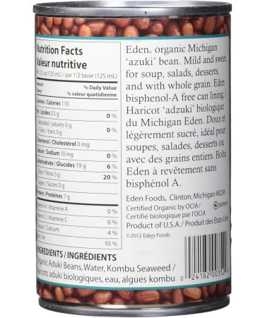 Eden Foods Organic Whole Canned Beans-Adzuki Beans 398ml 12-Count - Buy Online on GoSupps.com