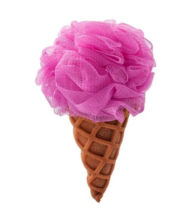 3D effect bathing sponge/shower sponge/massage sponge - ice cream - pink/pink - sponge with a bathingosette - for children & adults - bathing crawl/shower cure - to .. without names