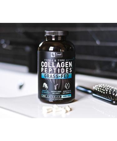 Zeal Naturals Collagen Peptides Collagen Pills (360 Capsules) Grass Fed Collagen Pepetide Powder - Hydrolyzed Collagen Powder for JointTendon SupplementHair Skin and Nails - - Buy Online on GoSupps.com