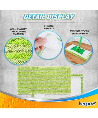 KEEPOW Reusable Microfiber Mop Pads - 6 Pack Green | Compatible with Swiffer Sweeper | Washable Mopping Cloth Refills for Hardwood Floors | Eco-Friendly Alternative (Mop Not Included) - Buy Online on GoSupps.com