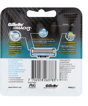 Buy Gillette Mach3 Razor Blades for Men - Pack of 8 Refills | International Shipping Available - Buy Online on GoSupps.com