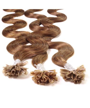 hair2heart Extensions Real Hair Bondings Wavy - 25 strands 0.5g 60cm 8/03 light blonde natural gold 25 strands #8 Light Brown 60cm