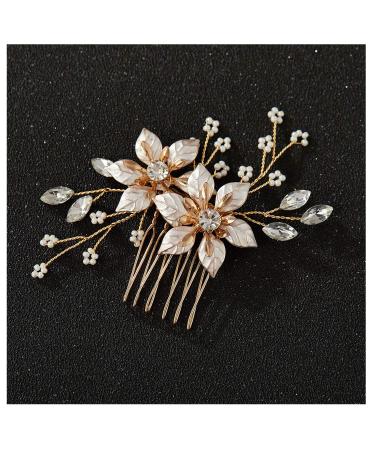SWEETV Gold Bridal Hair Comb-Handmade Wedding Hair Clip Wedding Hair Accessories for Women - Buy Online on GoSupps.com