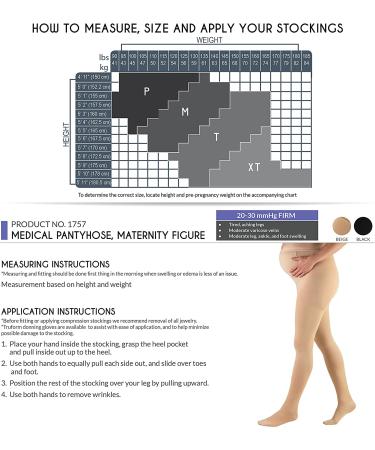 Truform Maternity Compression Pantyhose 20-30 mmHg - Tummy Support - Black X-Tall - Buy Online on GoSupps.com